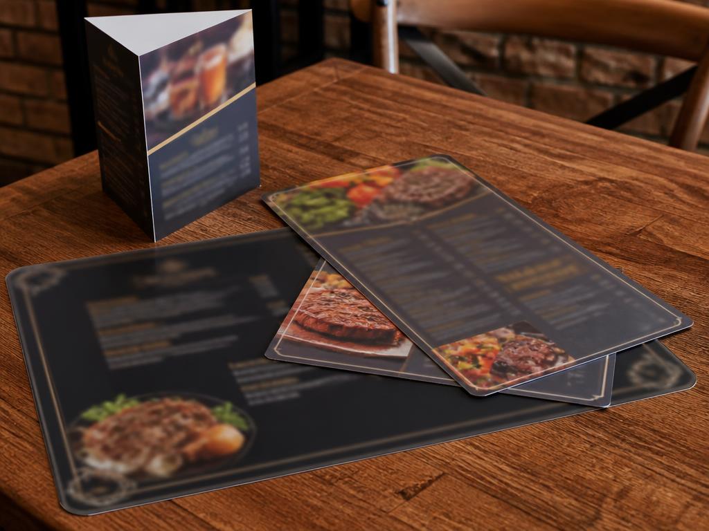 Menus de restaurant plastifiés et sets de table imprimés par JMJ Com à Lyon